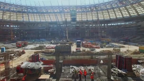 Estadio deportivo Luzhniki en construcción — Vídeo de stock