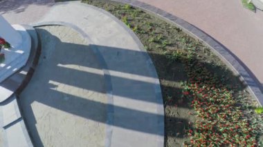 Asker-internationalists Anıtı çevresinde kırmızı çiçekler