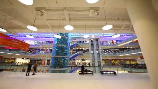 Interior of modern shopping center Aviapark — Stock Video