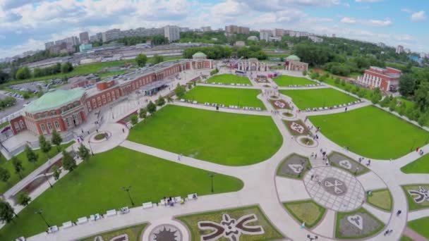 Stadsgezicht met autoverkeer in de buurt van grondgebied van Tsaritsyno park — Stockvideo