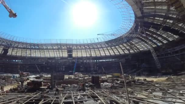 Lavori sulla costruzione dello stadio a Luzhniki — Video Stock
