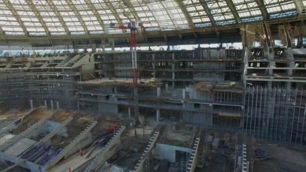 Fotbollsstadion Luzhniki under uppbyggnad — Stockvideo