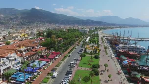 Cityscape with Alania Sea Port — Stock Video