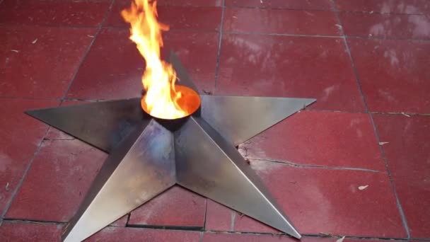 Eeuwige vlam - monument voor gevallen soldaten en rechtshandhaving personeel — Stockvideo