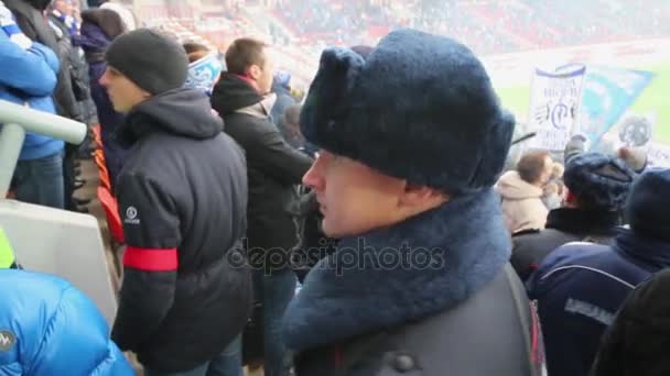 Group of policemen at Dinamo fans grandstand — Stock Video