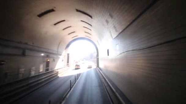 Many cars move in tunnel — Stock Video