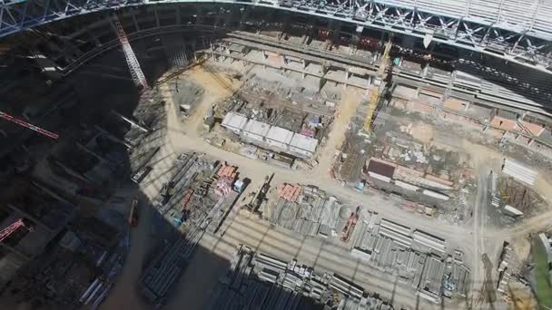 Bouwplaats voor voetbal arena Loezjniki — Stockvideo