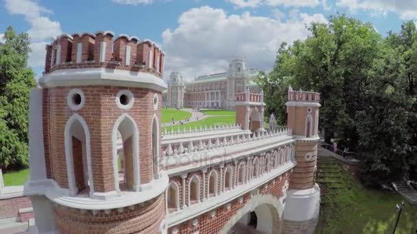 Historische complex met Catherines paleis in Tsaritsyno — Stockvideo