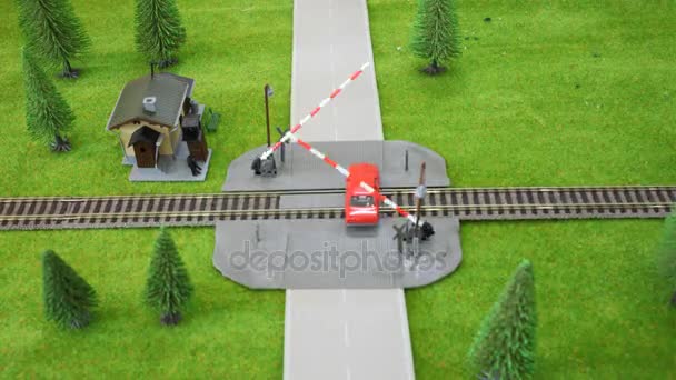 模型铁路道口 — 图库视频影像