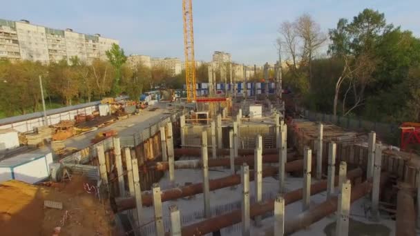 Building site of dwelling complex — Stock Video