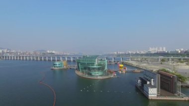 Seoul - 03 Kasım 2015: Sahne ve bazı Sevit binalar gün Rating ile Banpodaegyo Köprüsü yakınlarında. Havadan görünümü