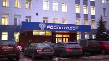 Moskova - 12 Şubat 2015: Federal yol ajansı Rosavtodor. Bu yargı altında federal Yürütme organı, Ulaştırma Bakanlığı, Rusya Federasyonu
