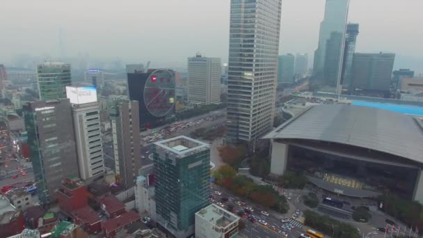 Seoul Nov 2015 Lalu Lintas Jalan Cityscape Musim Gugur Malam — Stok Video