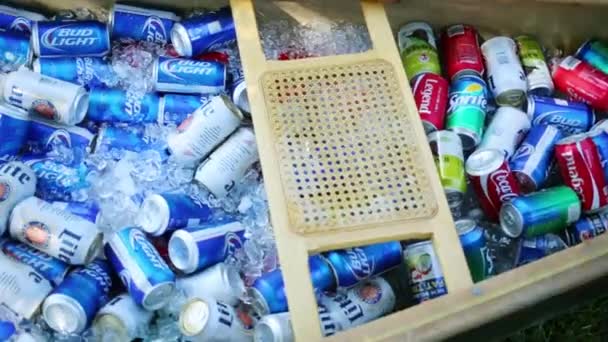 New York Aug 2014 Boat Drink Ice Miller Lite Coca — Stock Video