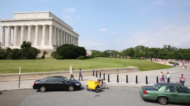华盛顿 2014年8月 风景与伟大的林肯纪念碑在夏天天 — 图库视频影像