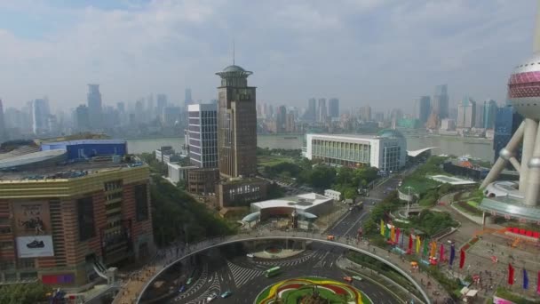 Shanghai Nov 2015 Ciudad Con Tráfico Callejero Plaza Cerca Oriental — Vídeos de Stock