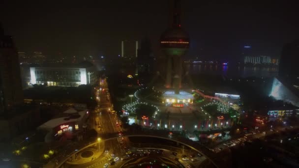 Shanghai Nov 2015 Trafic Routier Sur Place Ronde Avec Passage — Video