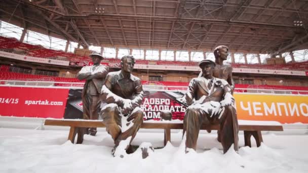 Moskou Dec 2014 Monument Voor Starostin Broers Spartak Stadion Tijdens — Stockvideo