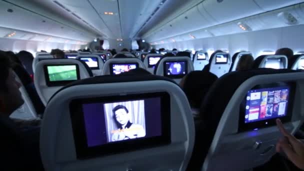 Paris Fransa Ağustos 2014 Kabin Uçağın Havaalanı Charles Gaulle Insanlar — Stok video