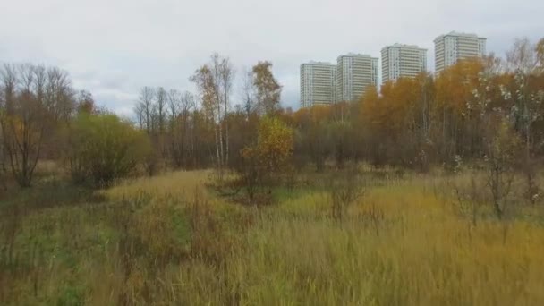 National Park Elk Island Tall Dwelling Houses Autumn Cloudy Day — Stock Video