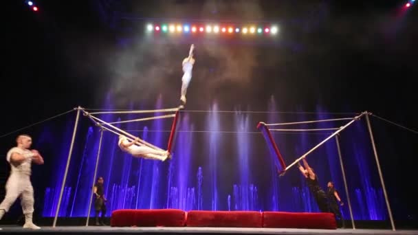 Moskou Rusland Dec 2014 Gymnasten Schommels Uitvoeren Het Podium Tijdens — Stockvideo