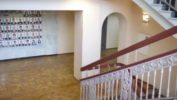 莫斯科 俄罗斯 2015年5月18日 鲍曼莫斯科国立技术大学主楼的门厅和楼梯 — 图库视频影像