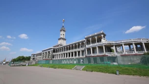 Estación North River Día Verano Moscú Rusia Texto Izquierda Salida — Vídeo de stock