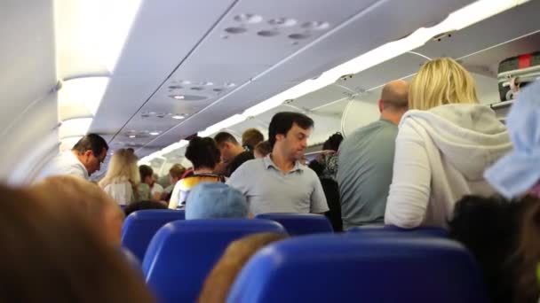 Paris France Août 2014 Personnes Cabine Avion Après Leur Arrivée — Video