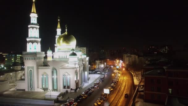 Mosca Nov 2015 Edifice Della Moschea Cattedrale Strada Con Auto — Video Stock