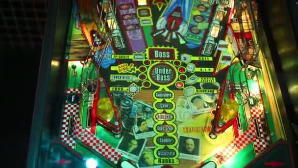 Moscow Jan 2015 Playing Field Pinball Backlight Beverly Hills Diner — Stock Video