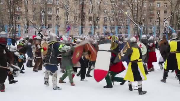 莫斯科 2014年12月28日 战争在军事历史演习在 Taganka — 图库视频影像