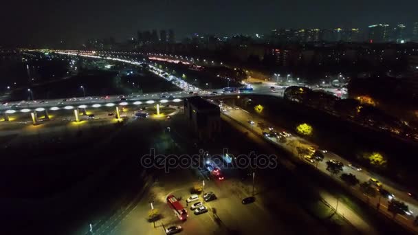 Gród Ruchu Transportu Estakady Olympic Freeway Banpo Speedway Jesiennych Nocy — Wideo stockowe