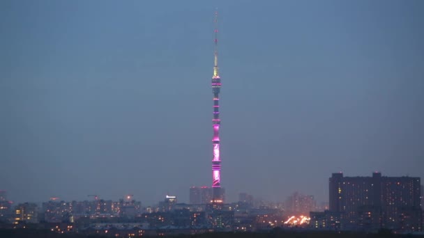Moskova Rusya Ekim 2014 Ostankino Kulesi Işık Çemberi Festivali Sırasında — Stok video
