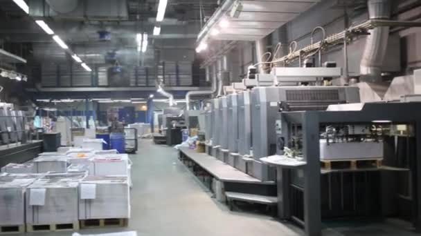 Moscow Russia Nov 2014 Printing Works Printing Machines Piles Paper — Stock Video