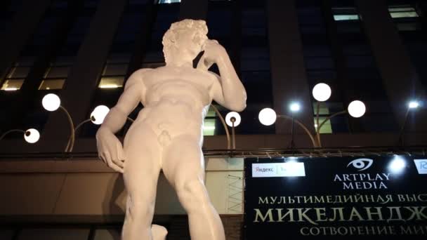 Moskva Září 2015 Kopii Socha Davida Venkovní Výstava Michelangelo Artplay — Stock video