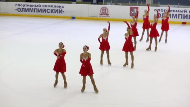 Moscou Avril 2015 Groupe Produit Coupe Patinage Artistique Synchronisée Complexe — Video