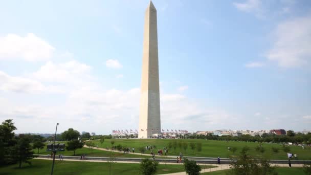 Usa Washington Aug 2014 Washington Monument Solig Sommardag Med Klar — Stockvideo