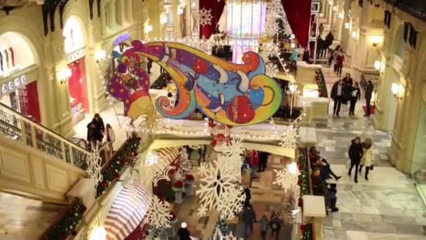 Moscow Jan 2015 Christmas Decorations Gum Store Annual Christmas Fair — Stock Video