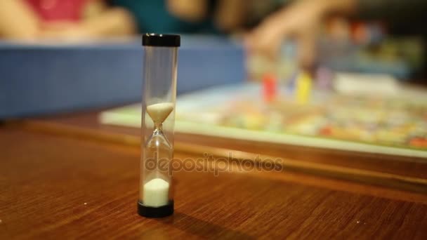 Hourglass Board Game People Table Close — Stock Video