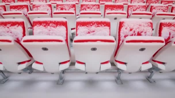 Mosca Dec 2014 Righe Sedili Innevati Nel Nuovo Stadio Spartak — Video Stock