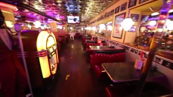 Moskva Leden 2015 Jukebox Interiér Beverly Hills Diner Síť Stylizované — Stock video