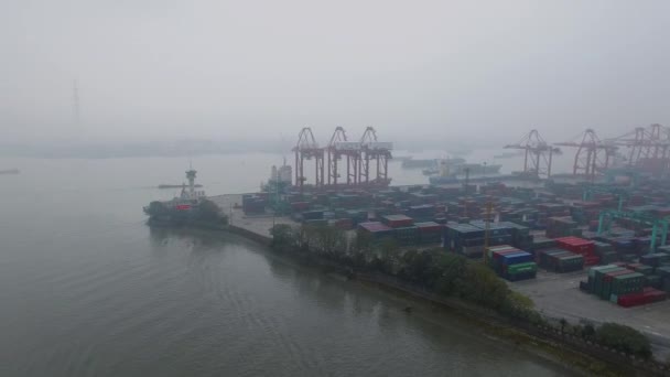 Shanghai Nov 2015 Panorama Del Río Hanghan Con Muchas Casas — Vídeos de Stock