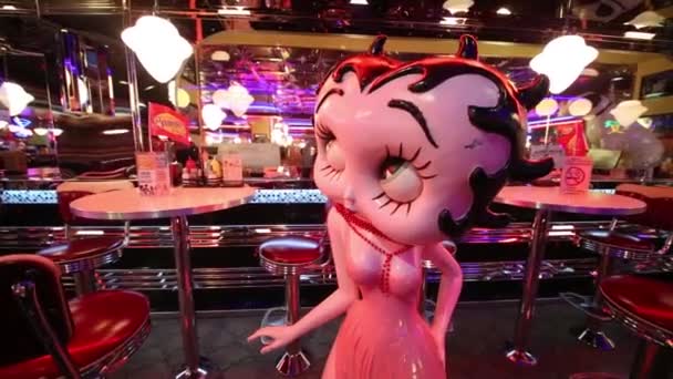 Moskou Jan 2015 Betty Boop Beverly Hills Diner Netwerk Van — Stockvideo