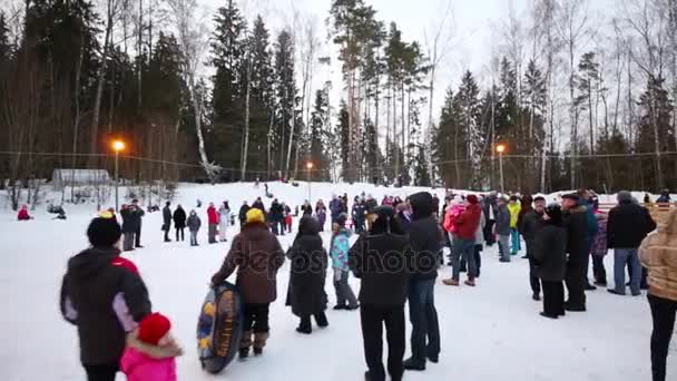 Lechischevo Russland Februar 2015 Menschen Während Der Fastnacht Ferienhaus Und — Stockvideo