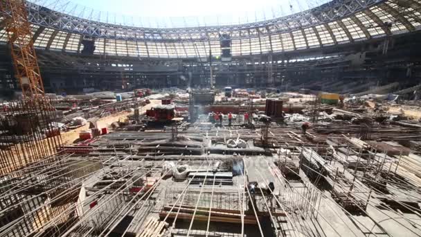 Nşaat Alanına Stadyumu Bağlantı Parçaları Malzeme Dolu — Stok video