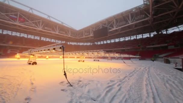 Moskau Dezember 2014 Verschneites Spartak Stadion Stadionkapazität 000 Menschen Stadion — Stockvideo