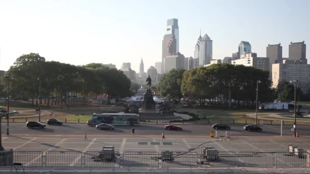 Obszarze Eakins Owalne Benjamin Franklin Parkway Filadelfia Usa — Wideo stockowe