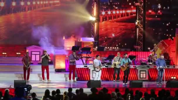 Moskwa Grudnia 2014 Grupa Bravo Śpiewa Gra Scenie Pałacu Ceremonii — Wideo stockowe