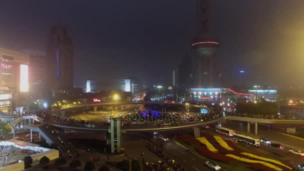 Shanghai Nov 2015 Tráfego Urbano Rotunda Não Muito Longe Oriental — Vídeo de Stock