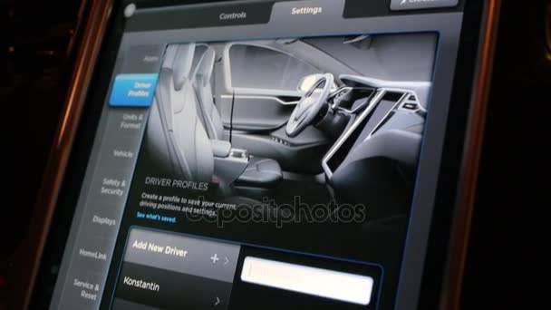 Moscow Rusia Mar 2015 Panou Control Profile Conducători Auto Tesla — Videoclip de stoc